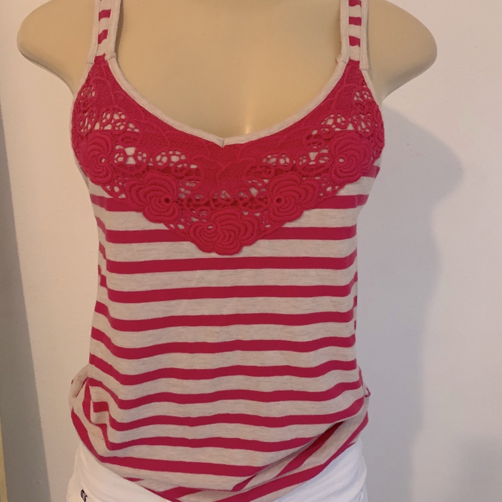 Cute Striped Tank with Keyhole Back